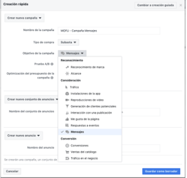 Messenger ads de Facebook