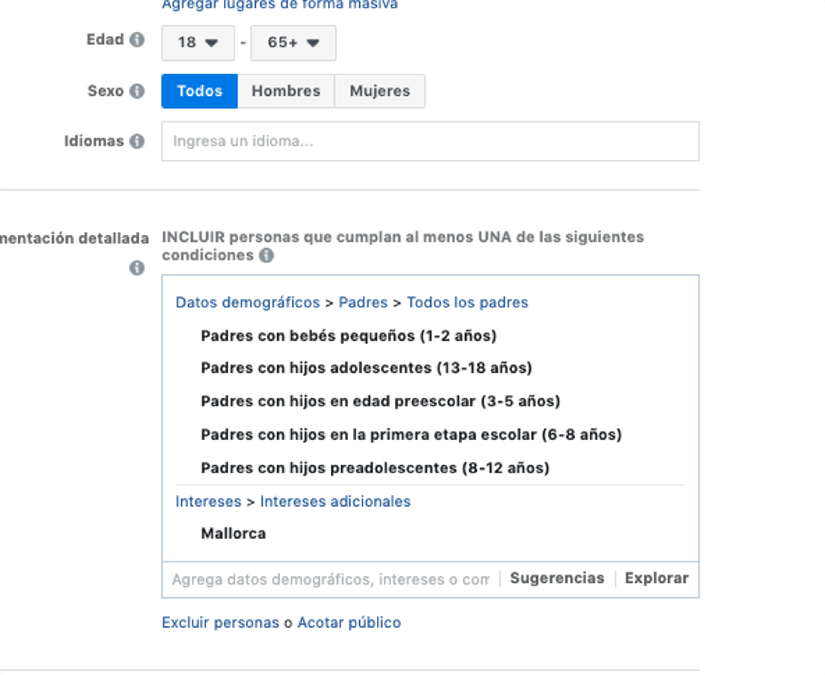 segmentación detallada facebook ads