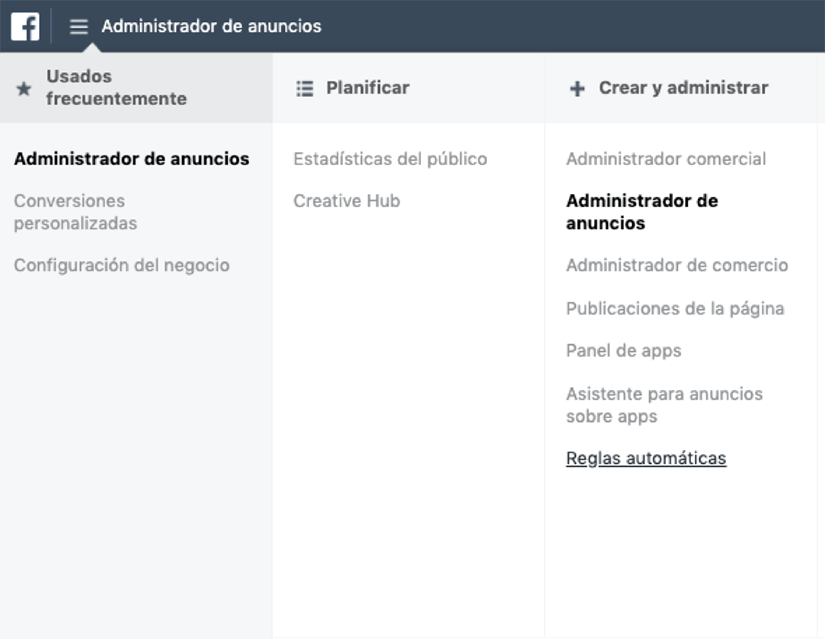 Administrador de anuncios de Facebook