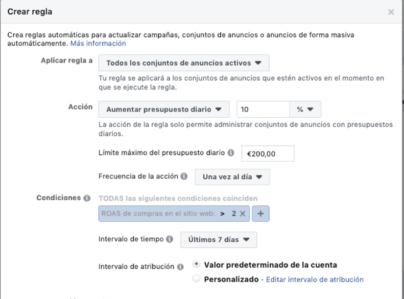 Incrementar presupuesto a las campañas con ROAS positivo