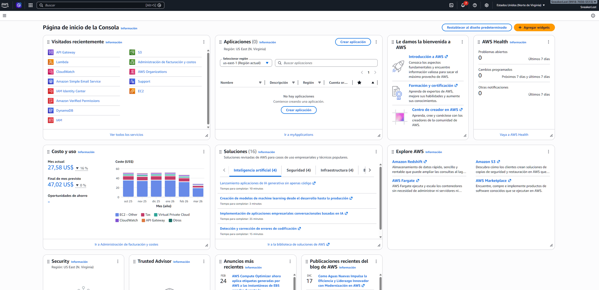 Arquitectura AWS Sneakerlost